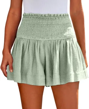 Shorts for Women Trendy High Waisted Summer Casual Stretchy Solid Color Pants Loose Pleated Athletic Shorts