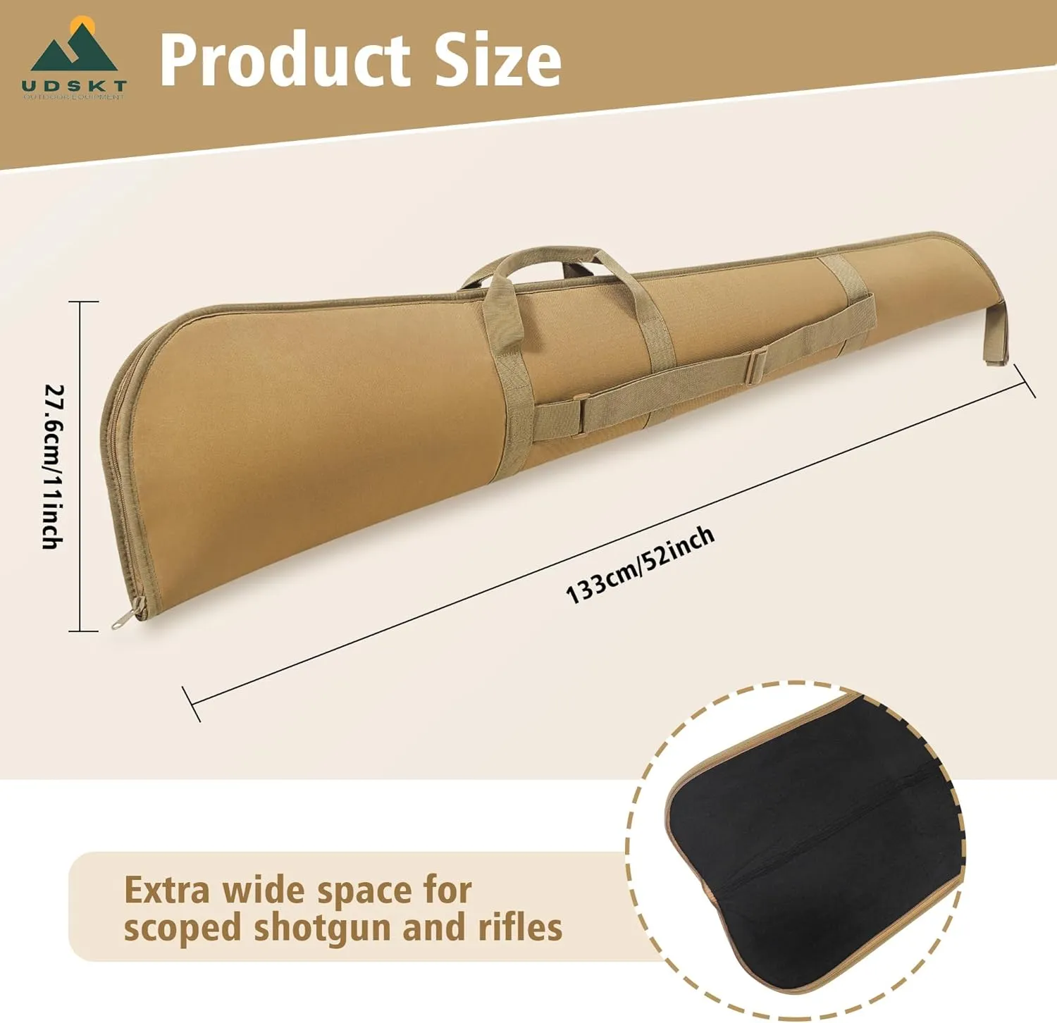 Shotgun Case 52"x 11" Extra Wide, Soft Rifle Bag Fit Scopes, Thick Padding Long Gun Backpack with Adjustable Shoulder Strap, Firearm Transportation for Hunting Shooting