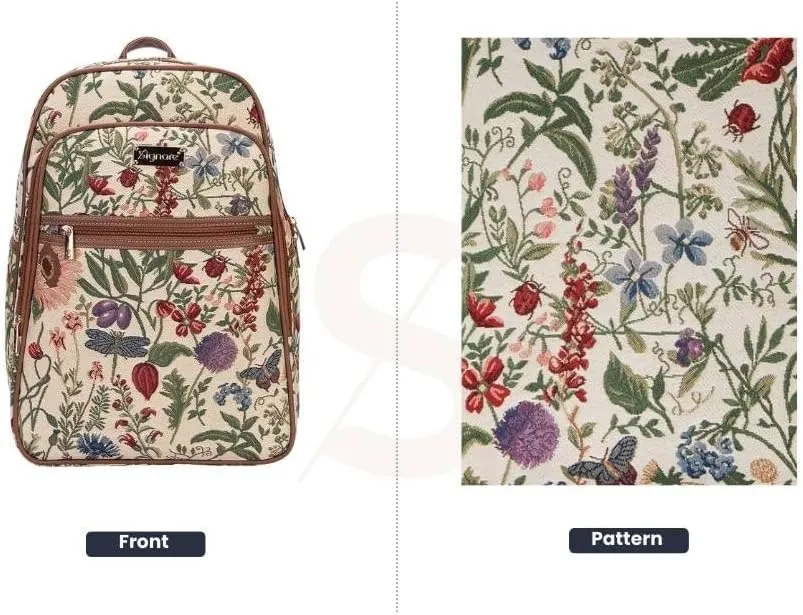 Signare Tapestry Backpack for Women Computer Rucksack Knapsack bookbags for women In Floral Morning Garden Design (BKPK-MGD)