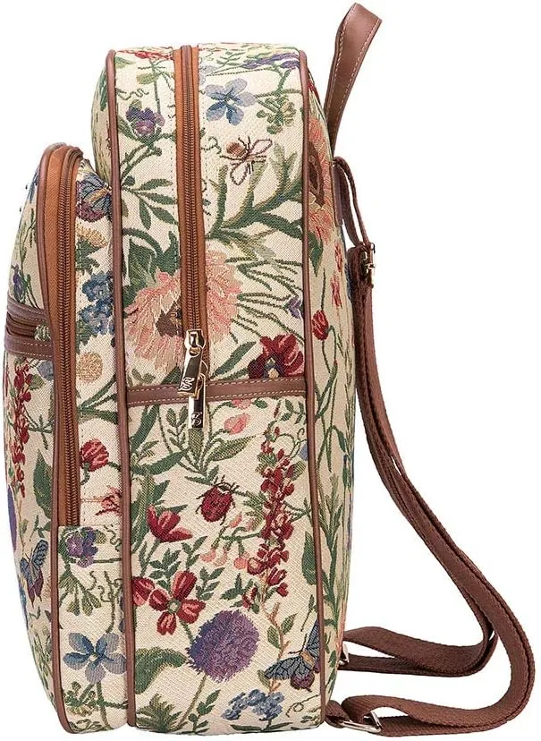 Signare Tapestry Backpack for Women Computer Rucksack Knapsack bookbags for women In Floral Morning Garden Design (BKPK-MGD)