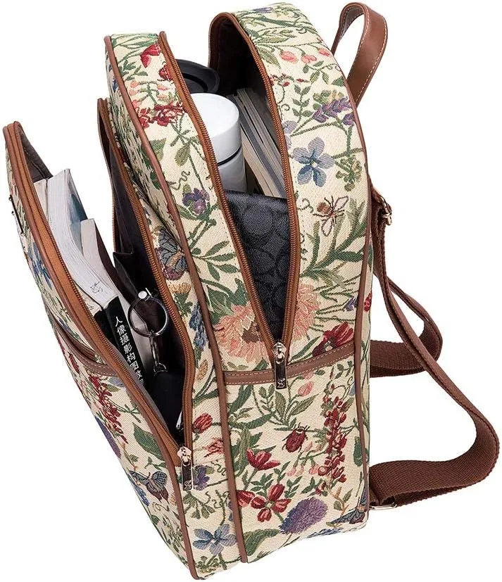 Signare Tapestry Backpack for Women Computer Rucksack Knapsack bookbags for women In Floral Morning Garden Design (BKPK-MGD)