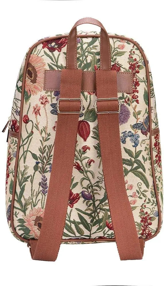 Signare Tapestry Backpack for Women Computer Rucksack Knapsack bookbags for women In Floral Morning Garden Design (BKPK-MGD)