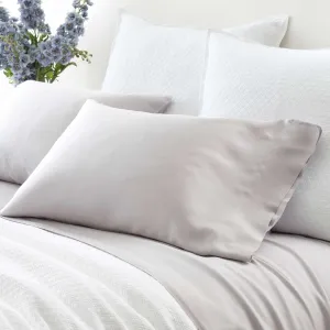 Silken Solid Grey Pillowcases (Pair), King Size, Grey Solid Pattern