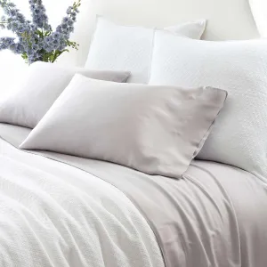 Silken Solid Grey Sheet Set, King Size, Grey Solid Pattern