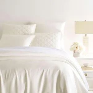 Silken Solid Ivory Duvet Cover, Full/Queen Size, Ivory Solid Pattern
