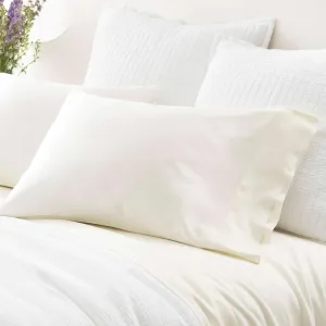 Silken Solid Ivory Pillowcases, King Size, Ivory Solid Pattern