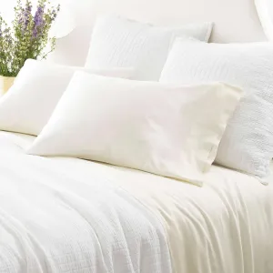 Silken Solid Ivory Sheet Set, King Size, Ivory Solid Pattern