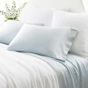 Silken Solid Robin's Egg Blue Pillowcases, King Size, Blue Solid Pattern