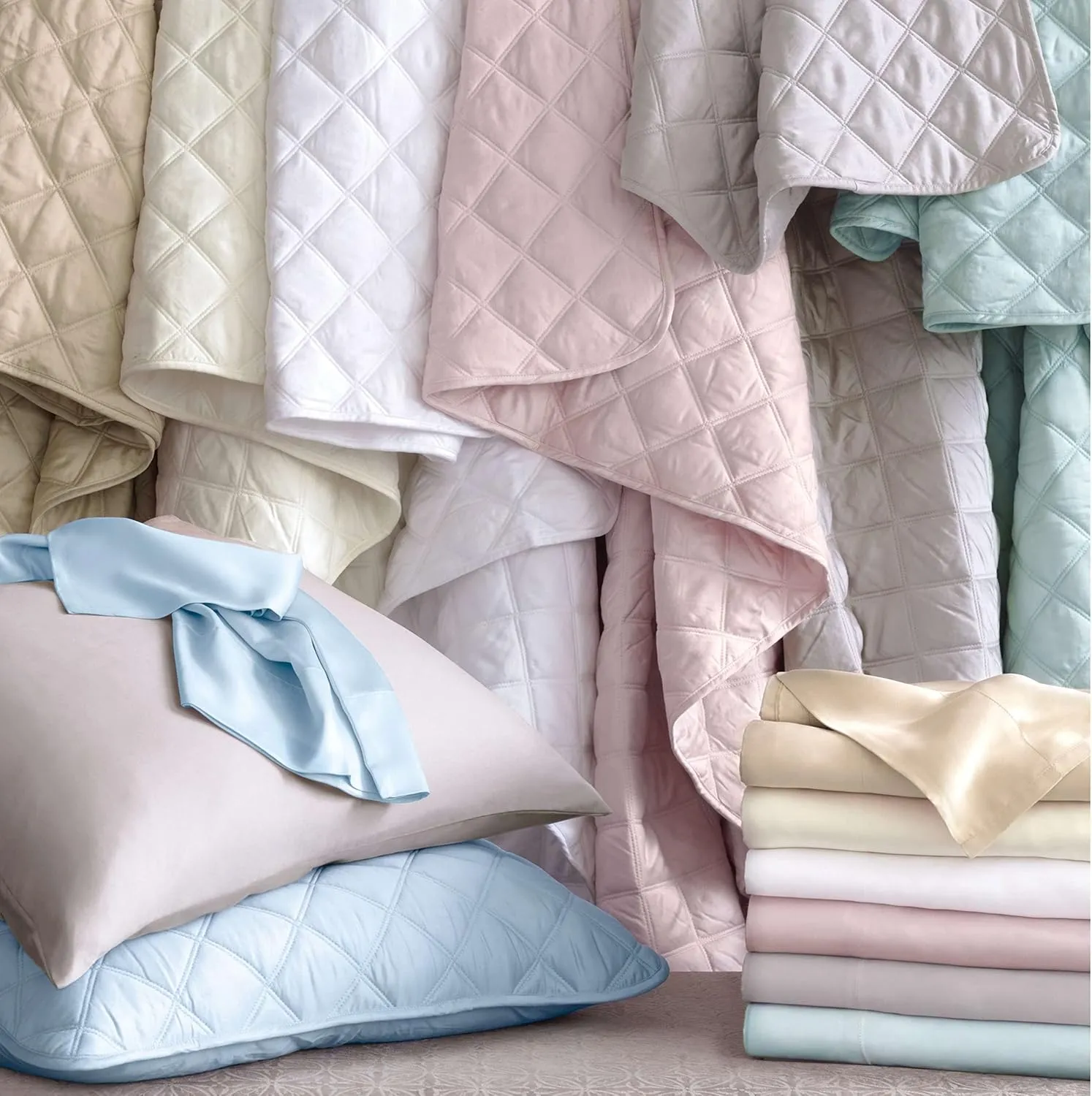 Silken Solid Robin's Egg Blue Pillowcases, King Size, Blue Solid Pattern