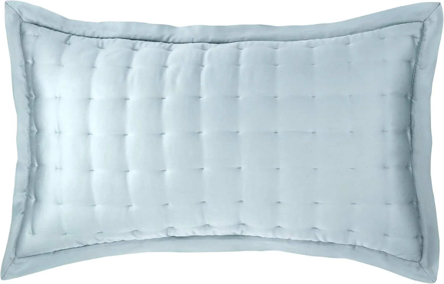 Silken Solid Robin's Egg Blue Puff Sham, Euro Size, Sky Blue Solid Pattern