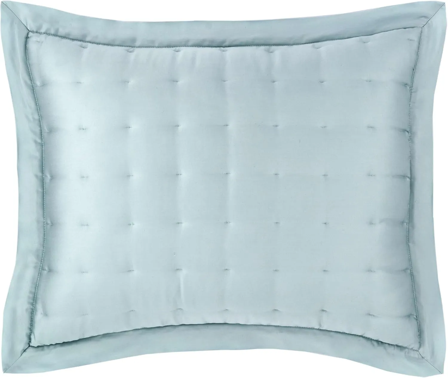 Silken Solid Robin's Egg Blue Puff Sham, Euro Size, Sky Blue Solid Pattern