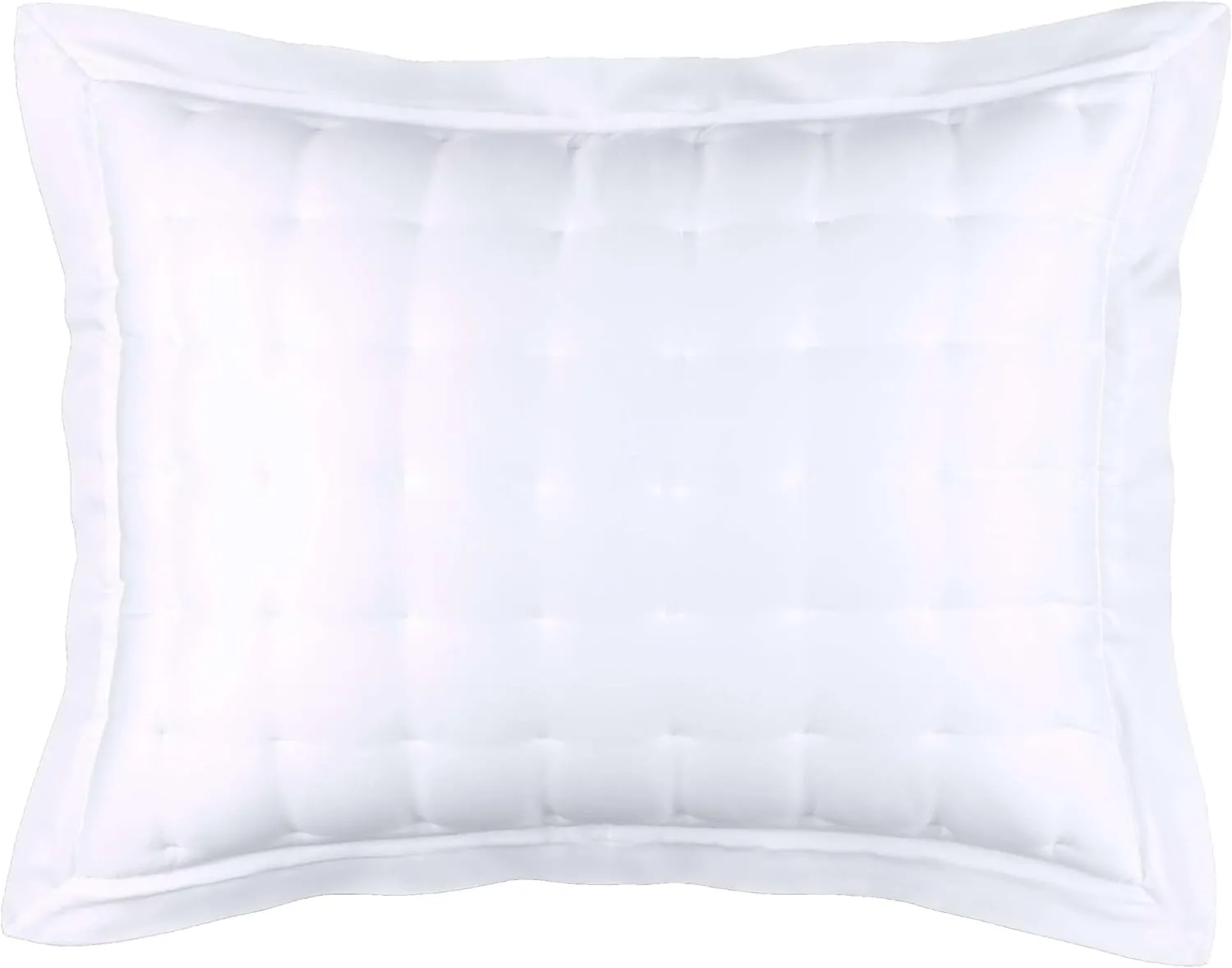 Silken Solid White Puff Sham, Euro Size, White Solid Pattern