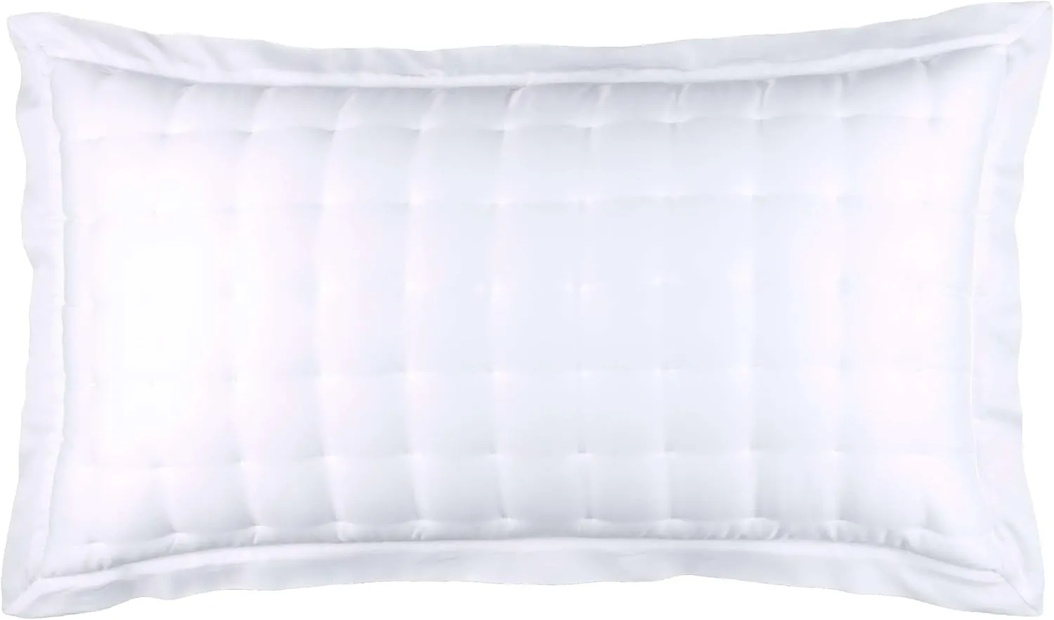 Silken Solid White Puff Sham, Euro Size, White Solid Pattern