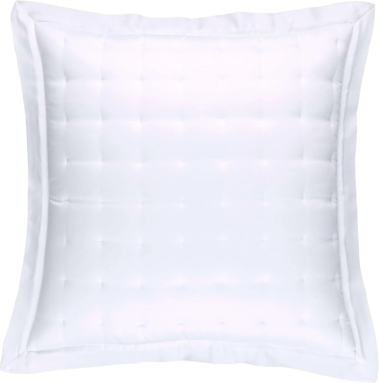 Silken Solid White Puff Sham, Euro Size, White Solid Pattern