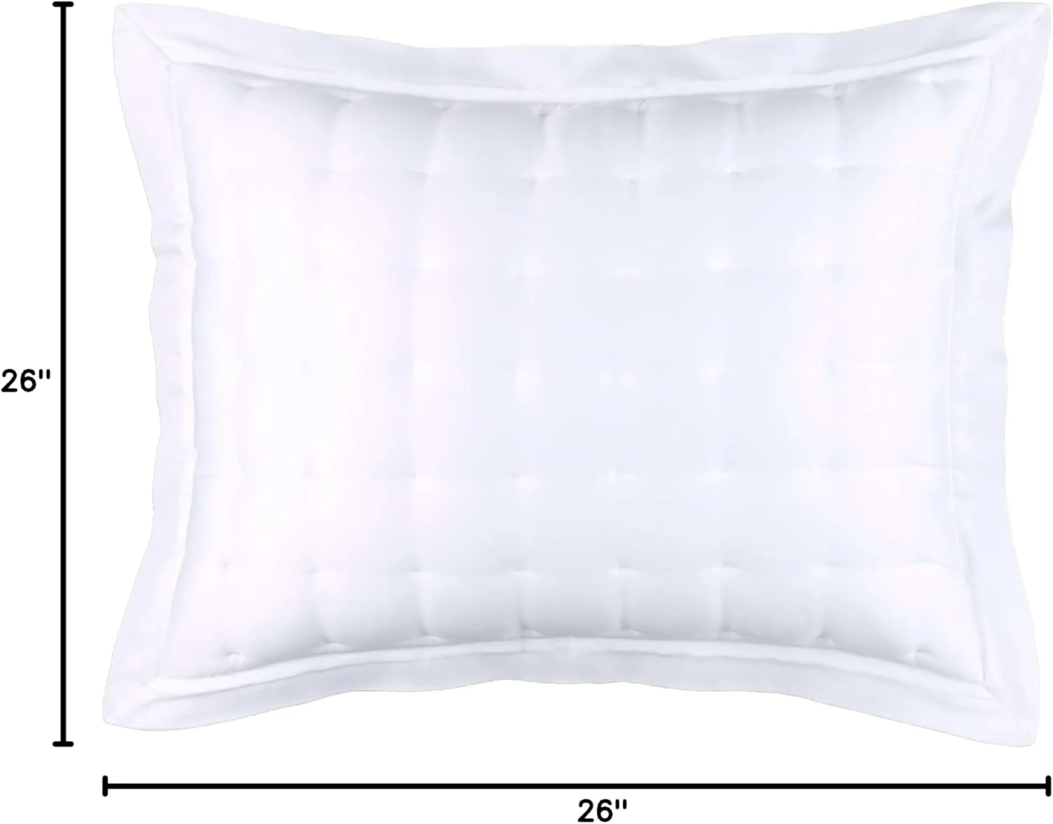 Silken Solid White Puff Sham, Euro Size, White Solid Pattern