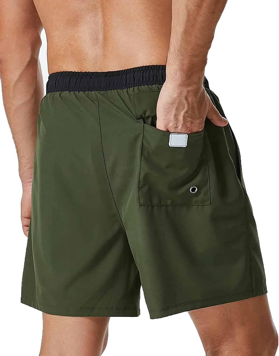 SILKWORLD Mens Swim Trunks with Compression Liner 2 in 1 Quick Dry Bathing Suit Beach Shorts with Zipper Pockets
