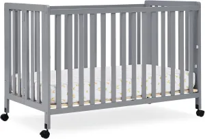 Simmons Kids Aria Full Size Portable Folding Crib - Greenguard Gold Certified, Grey