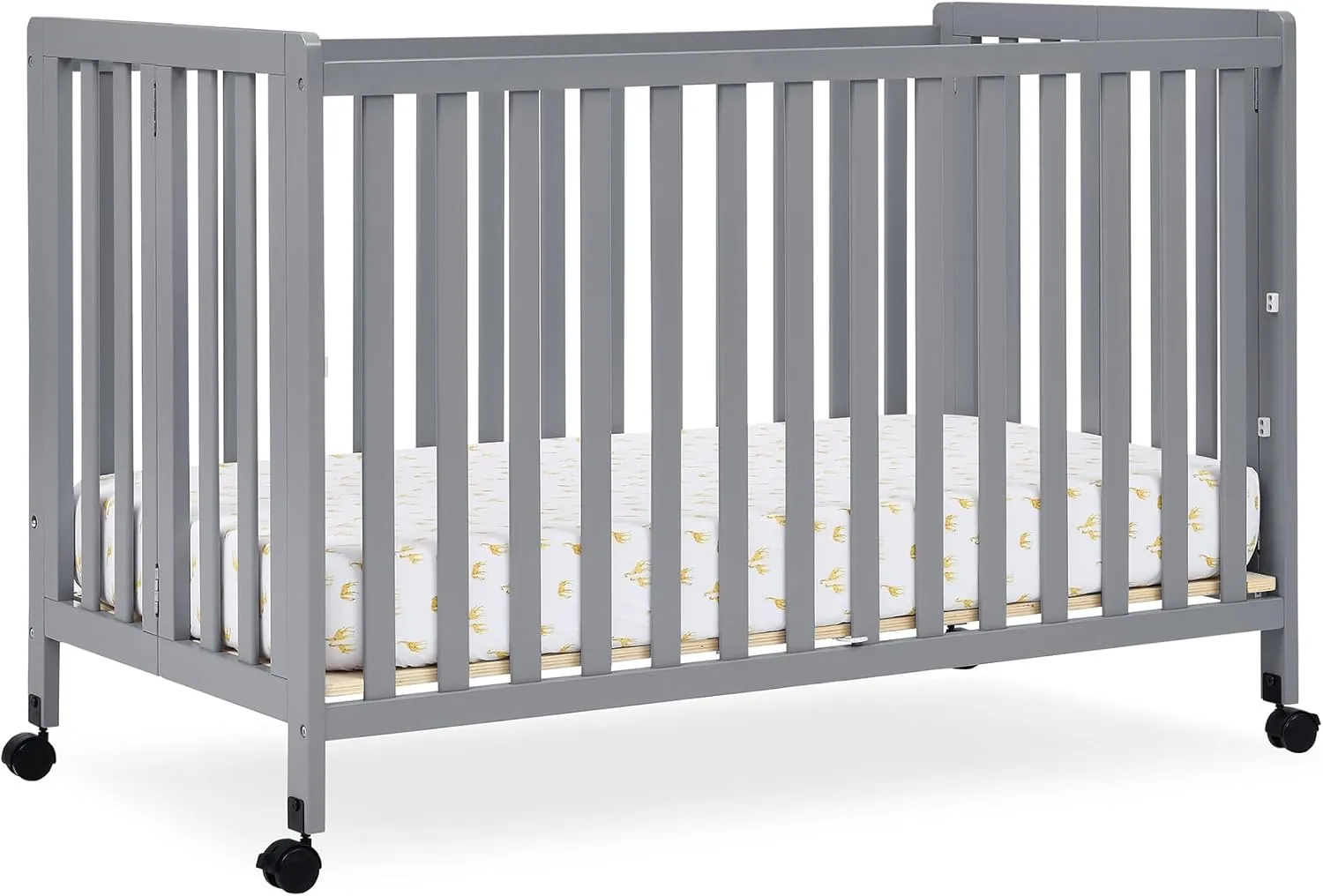 Simmons Kids Aria Full Size Portable Folding Crib - Greenguard Gold Certified, Grey