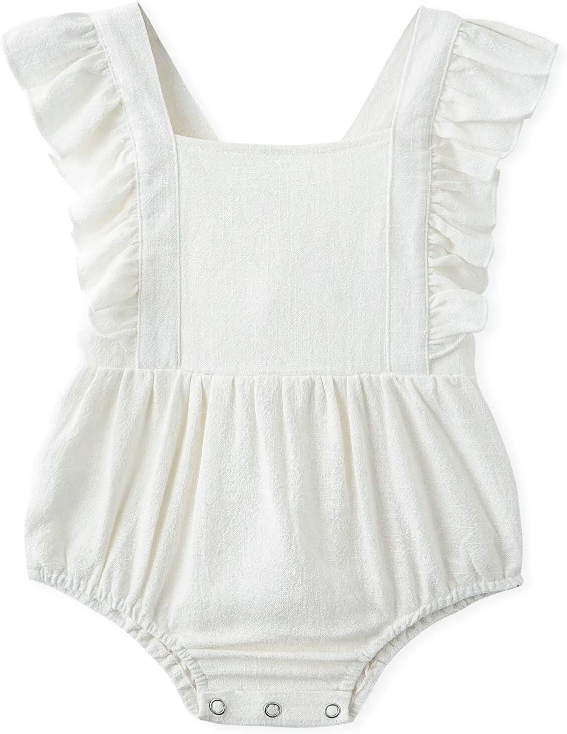 Simplee kids Baby Girls Handmade Solid Color Romper for Spring Newborn Infant Baby Outfit Jumpsuit Bodysuit