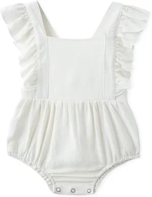 Simplee kids Baby Girls Handmade Solid Color Romper for Spring Newborn Infant Baby Outfit Jumpsuit Bodysuit