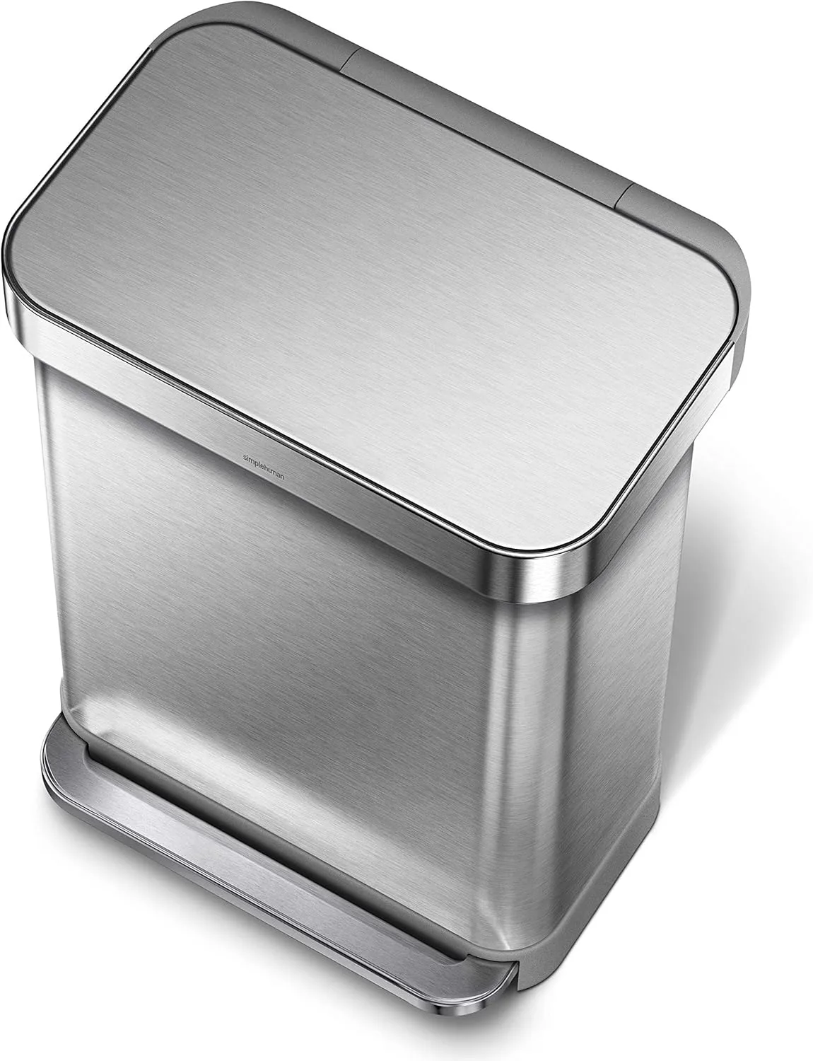 simplehuman 55 Liter / 14.5 Gallon Rectangular Hands-Free Kitchen Step Trash Can with Soft-Close Lid, Brushed Stainless Steel