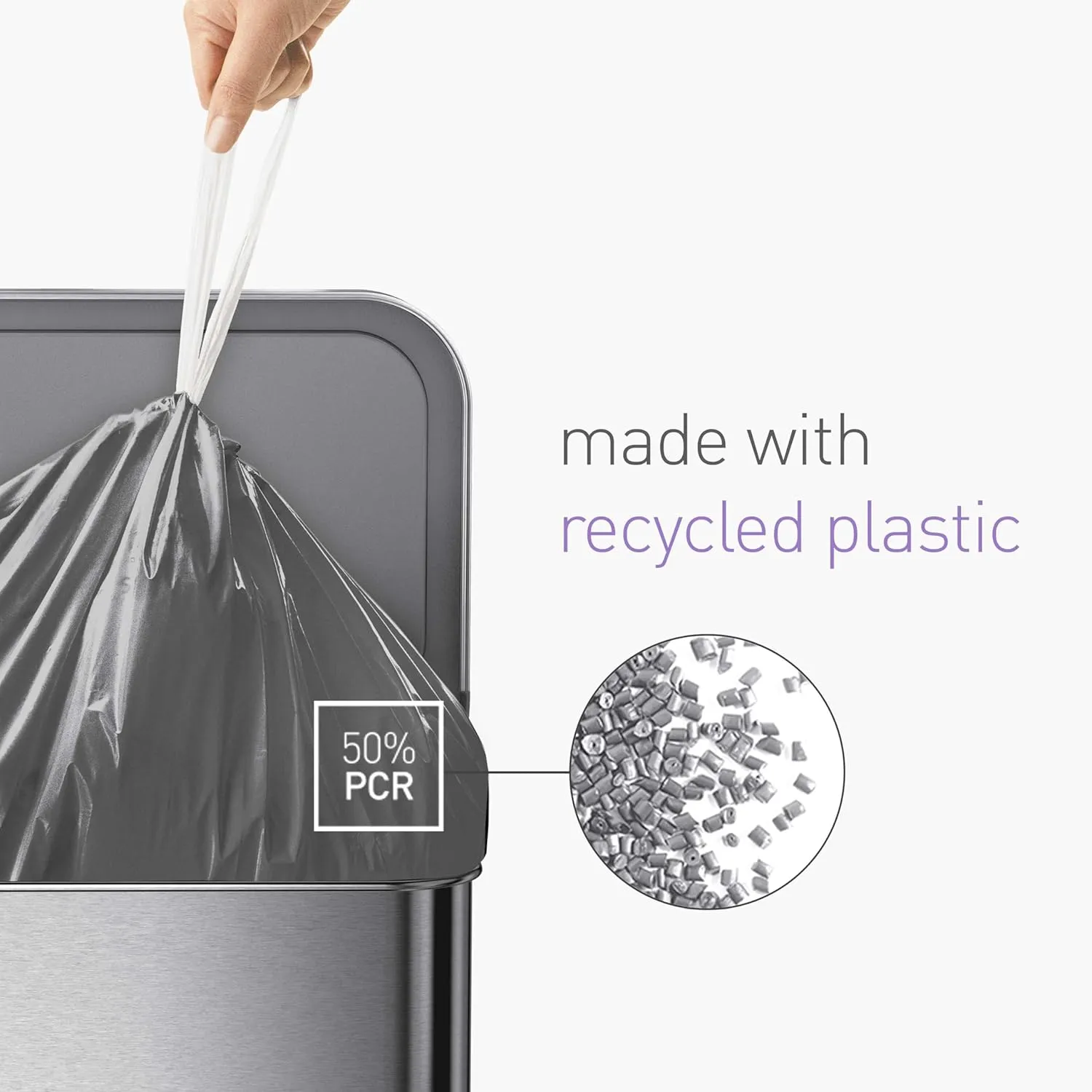 simplehuman Code J 200 Count, Genuine Odorsorb Custom Fit Liners, Drawstring Odor Absorbing Trash Bags in Dispenser Packs, 30-45 Liter / 8-12 Gallon