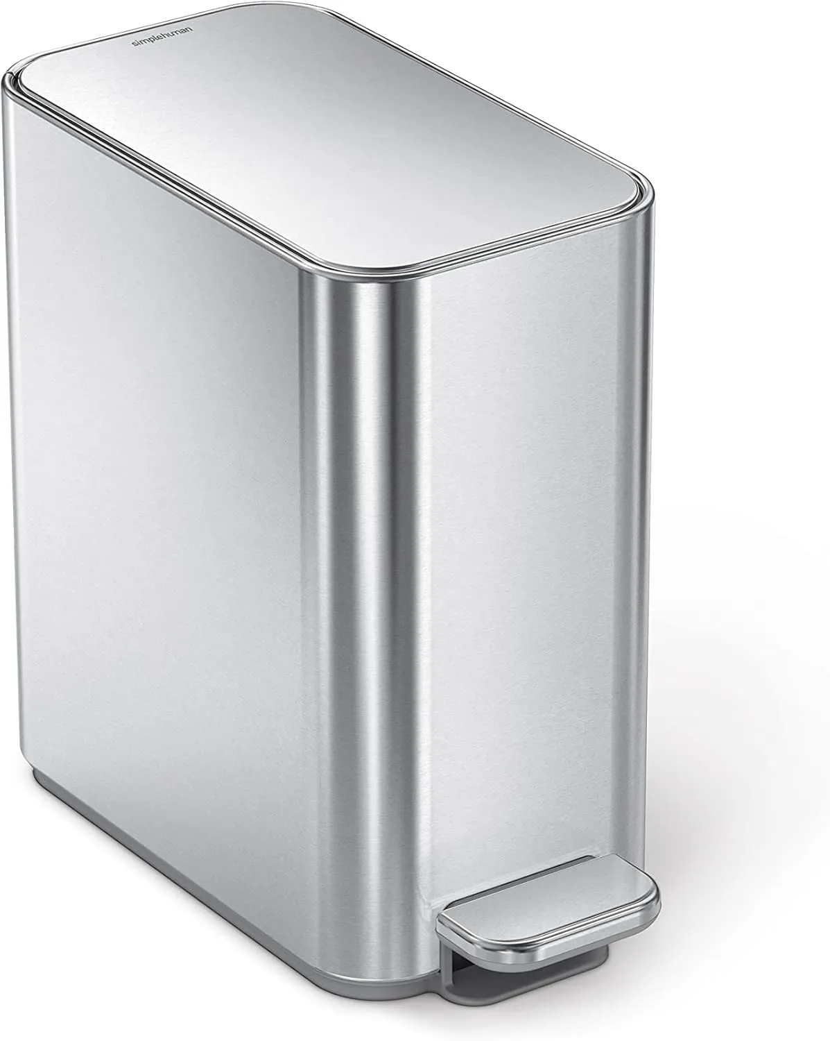simplehuman Small Bathroom Trash Can with Lid, Stainless Steal Waste Basket, 5 Liter / 1.3 Gallon, Brushed
