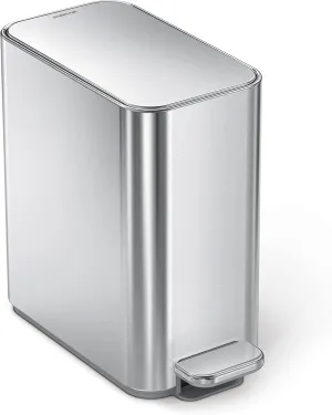 simplehuman Small Bathroom Trash Can with Lid, Stainless Steal Waste Basket, 5 Liter / 1.3 Gallon, Brushed