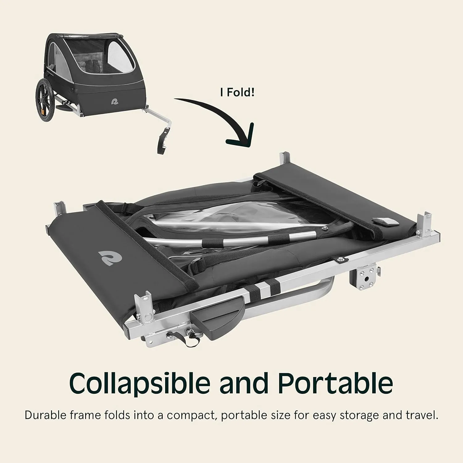 Single & Double Passenger Children’s Foldable/Collapsible Tow Behind Bike Trailer with 16" Wheels, Safety Reflectors & Rear Storage Compartment