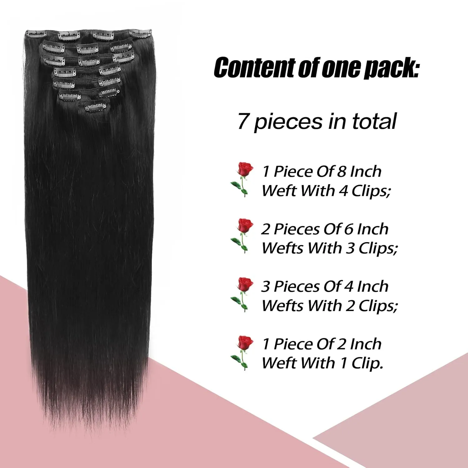 Sixstarhair Clip in Hair Extensions Real Human Hair Silky Straight Natural Black 18 Inch Clip ins for Black Women Brazilian Remy Human Hair 7 Pieces with 17Clips 120 Grams