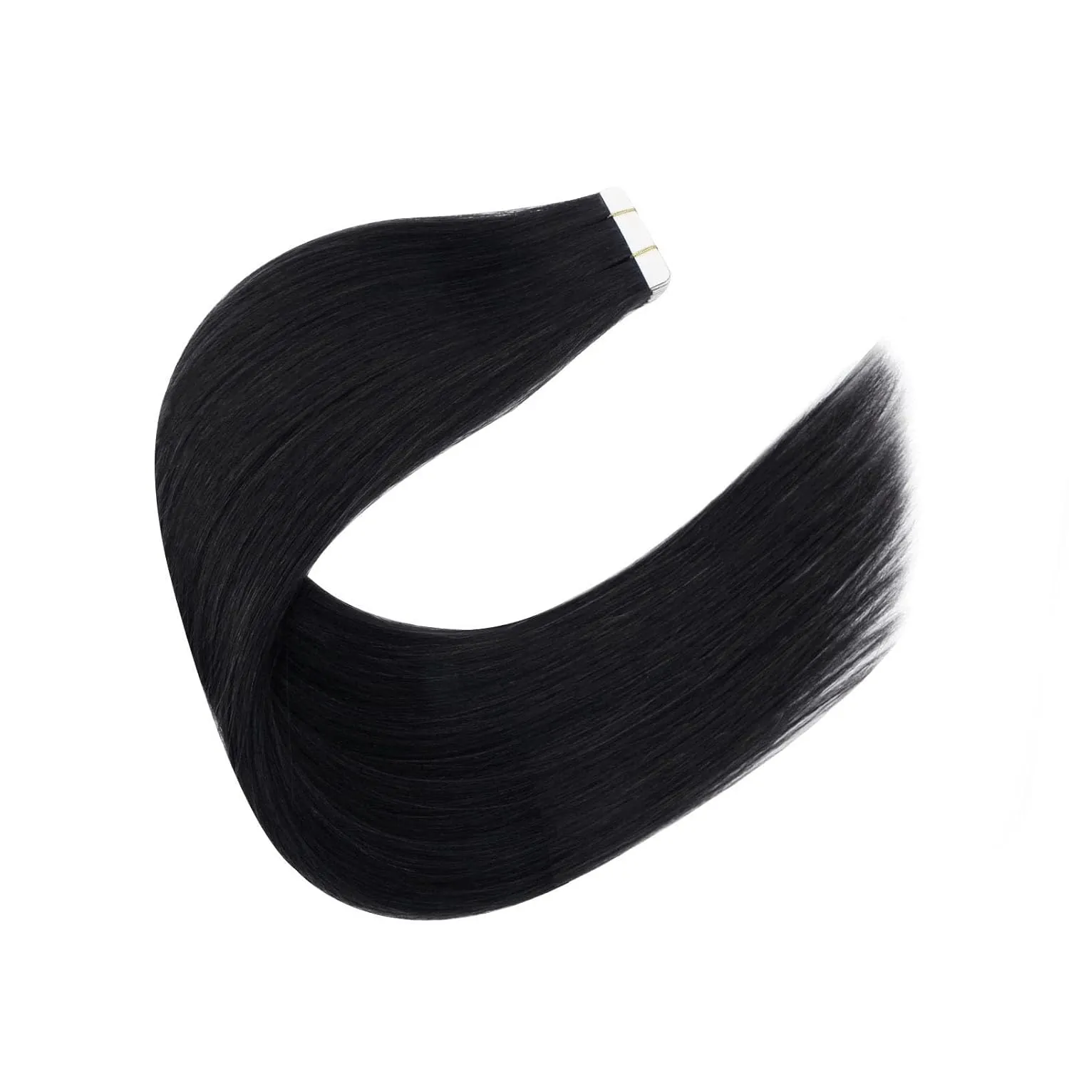 Sixstarhair Jet Black Tape In Hair Extensions Human Hair 20 Pieces Natural Black Hair Extensions Made of 100 Remy Human Hair and Double Side Tape [Color 1 Jet Black 14inch]