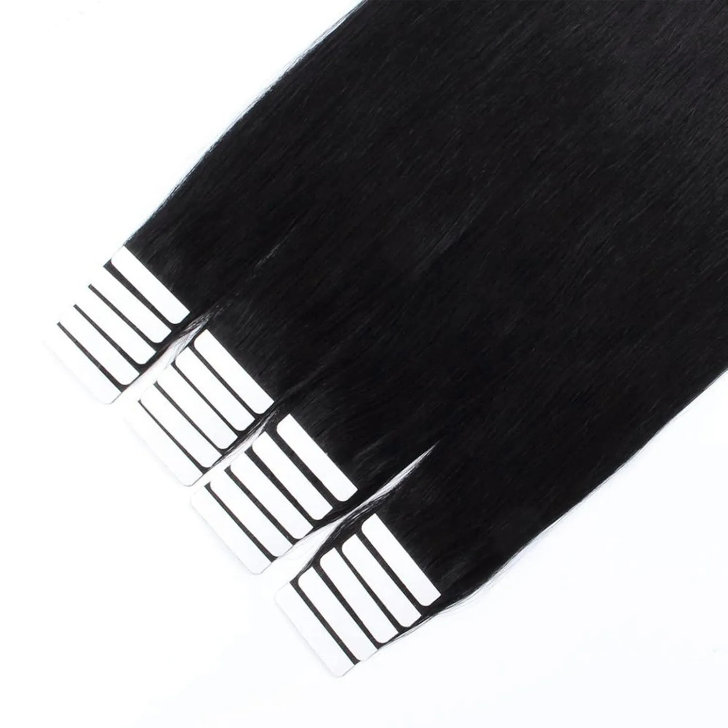 Sixstarhair Jet Black Tape In Hair Extensions Human Hair 20 Pieces Natural Black Hair Extensions Made of 100 Remy Human Hair and Double Side Tape [Color 1 Jet Black 14inch]
