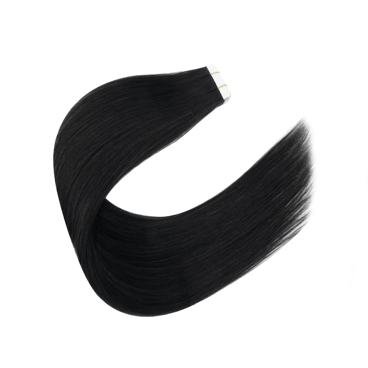 Sixstarhair Jet Black Tape In Hair Extensions Human Hair 20 Pieces Natural Black Hair Extensions Made of 100 Remy Human Hair and Double Side Tape [Color 1 Jet Black 16inch]