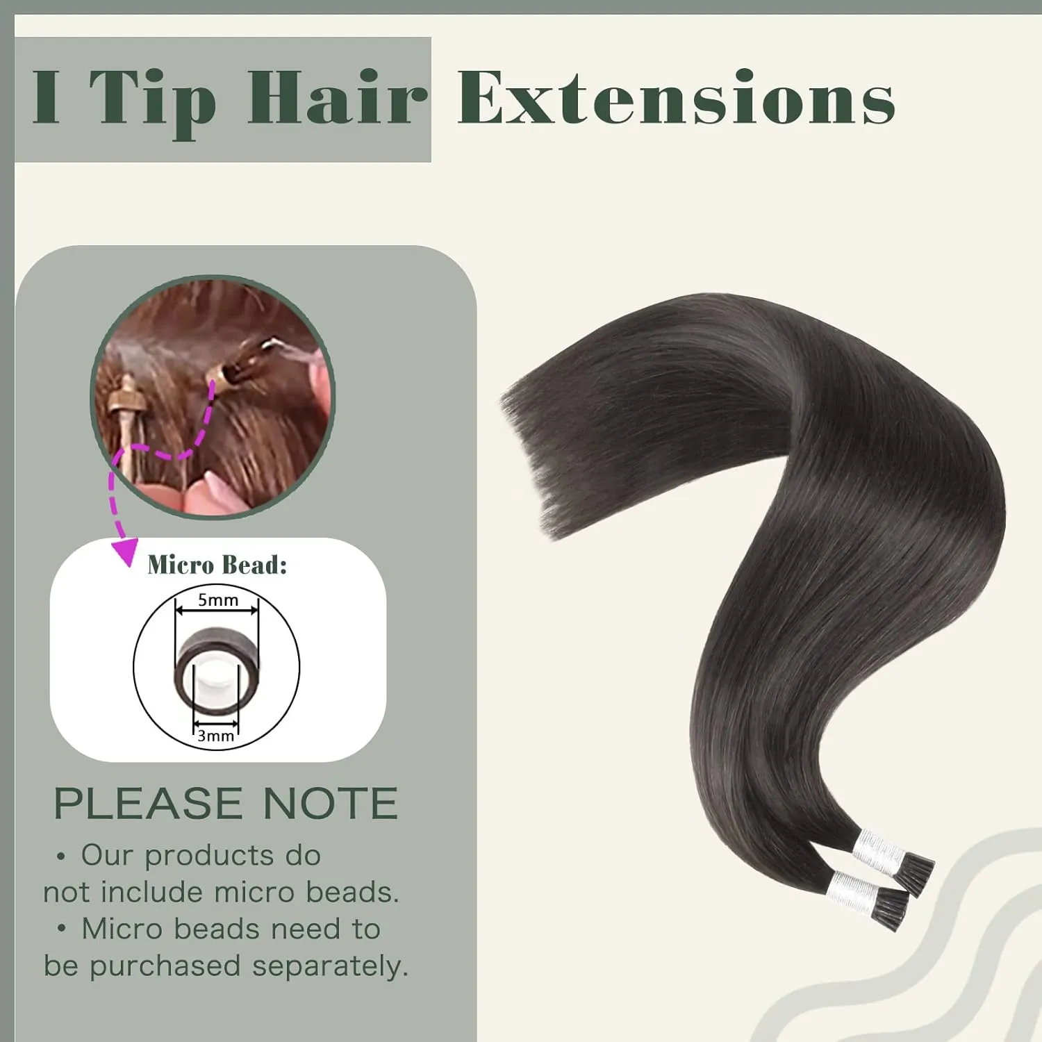 Sixstarhair Keratin Hair Extensions Human Hair Silky Straight Off Black 50G/Pack I Tip Hair Extensions Human Hair Black Invisible I Tip Hair Extensions Human Hair 100 Strands 14inch