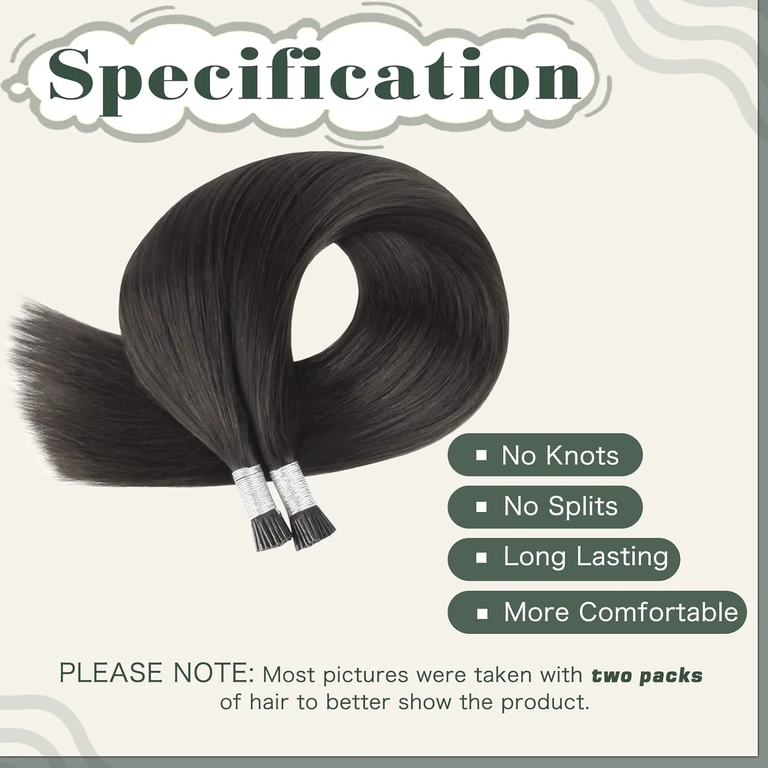 Sixstarhair Keratin Hair Extensions Human Hair Silky Straight Off Black 50G/Pack I Tip Hair Extensions Human Hair Black Invisible I Tip Hair Extensions Human Hair 100 Strands 14inch