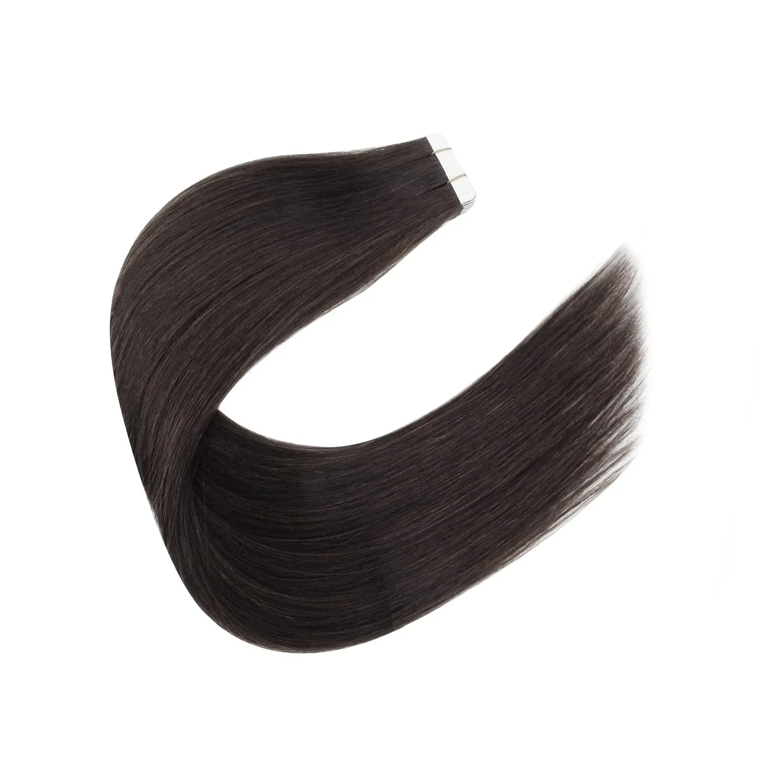 Sixstarhair Off Black Tape In Hair Extensions Black Brown Hair Extensions For Women Seamless Tape In Extensions Remy Human Hair 20 Pieces 50g per Pack [Color 1B 18inch]