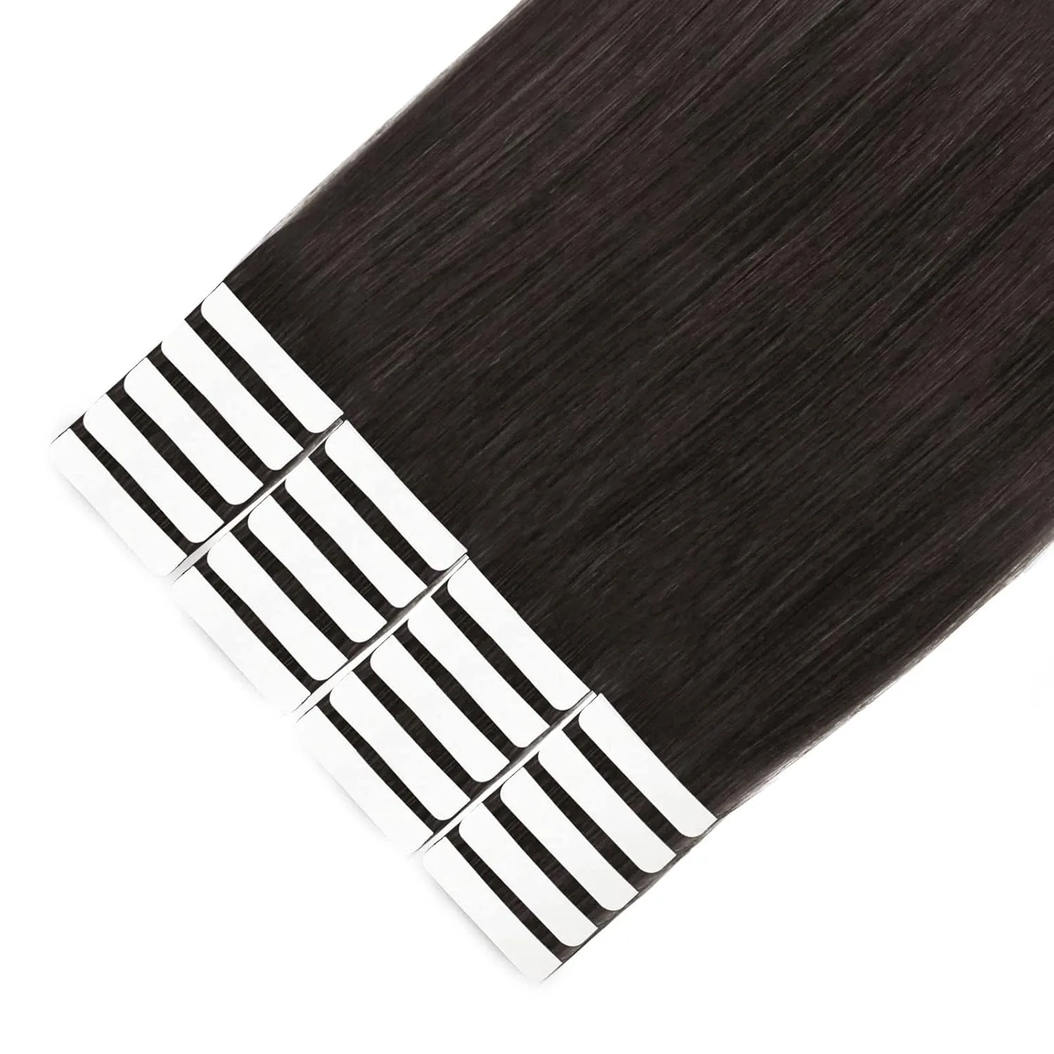 Sixstarhair Off Black Tape In Hair Extensions Black Brown Hair Extensions For Women Seamless Tape In Extensions Remy Human Hair 20 Pieces 50g per Pack [Color 1B 18inch]
