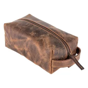 Sixtease Bags - Genuine Leather  Unisex Dopp Kit - Rustic Brown