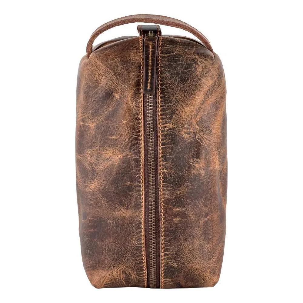 Sixtease Bags - Genuine Leather  Unisex Dopp Kit - Rustic Brown