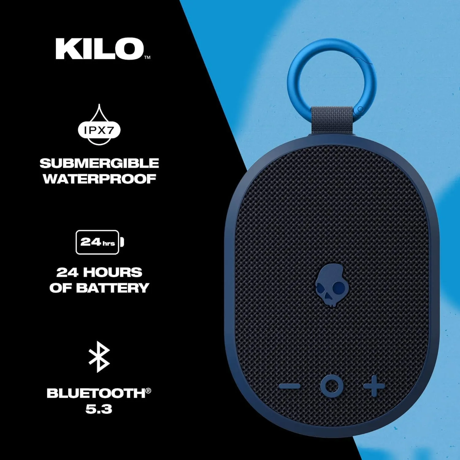 Skullcandy Kilo Wireless Bluetooth Speaker Bundle - (2) IPX7 Waterproof Mini Bluetooth Speakers with 24 Hour Battery, Downward Firing Passive Radiators, and True Wireless Pairing