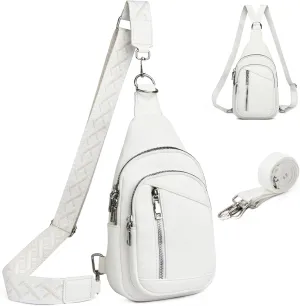 Sling Bag Crossbody Backpack - 2 in 1 Leather Cross Body Bag Fanny Pack with 2 Removable Straps