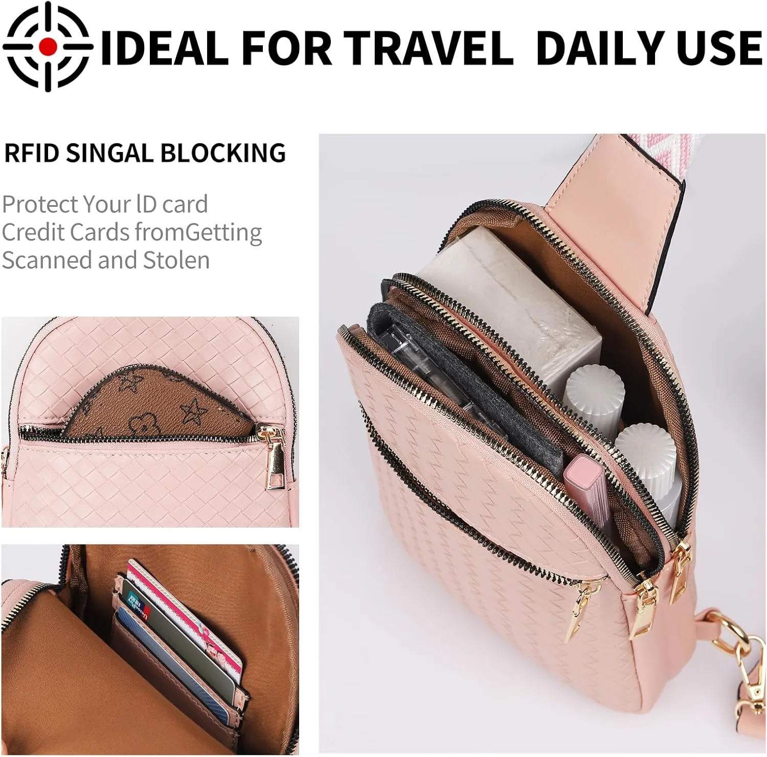 Sling Bag Crossbody Bags for Women Girls 2024 Leather Cross Body Purses Bags for Women Trendy Fanny Packs Chest Bag for Work Shopping Travel