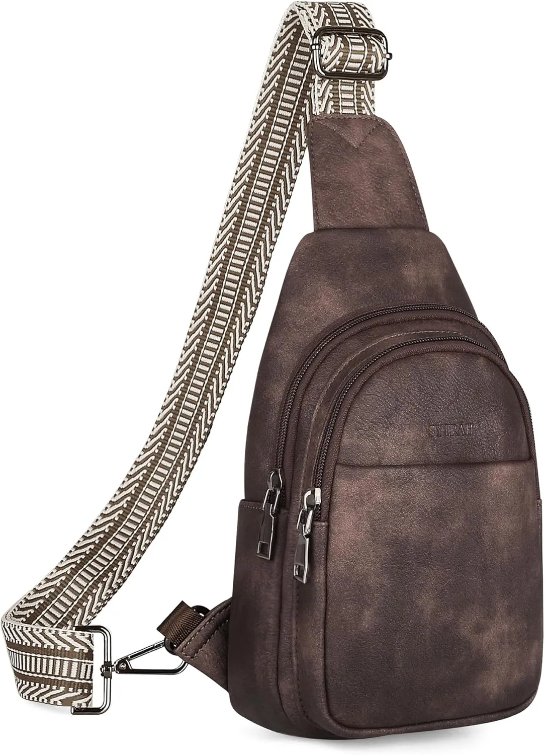 Sling Bag for Women, Crossbody Bags Purse for Women Trendy Vegan Leather Chest Bag with Adjustable Guitar Strap