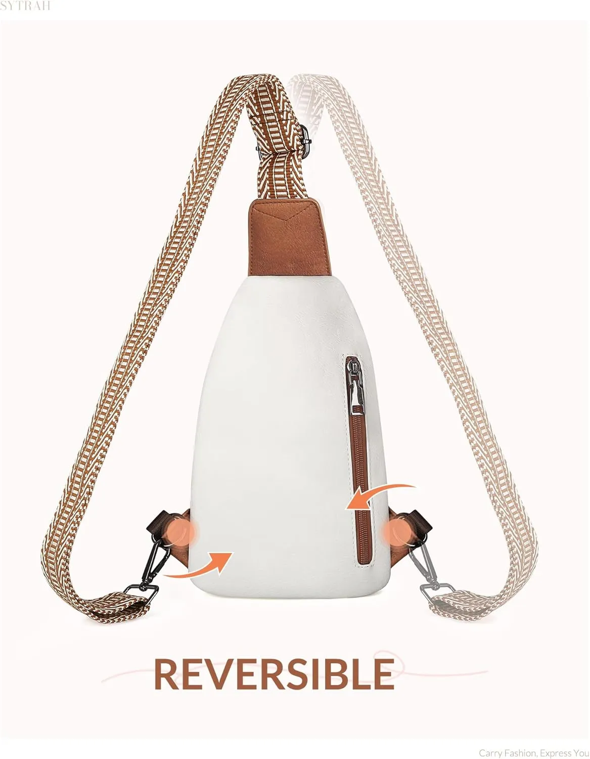 Sling Bag for Women, Crossbody Bags Purse for Women Trendy Vegan Leather Chest Bag with Adjustable Guitar Strap