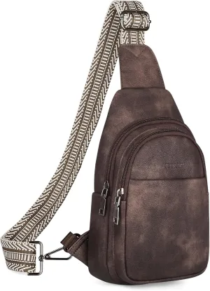 Sling Bag for Women, Crossbody Bags Purse for Women Trendy Vegan Leather Chest Bag with Adjustable Guitar Strap