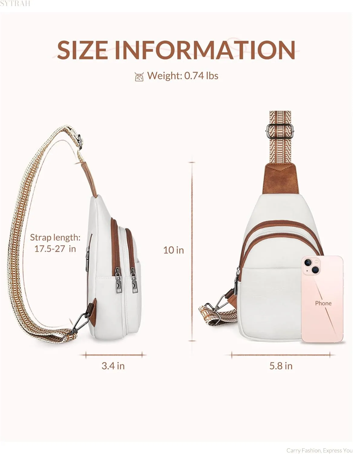 Sling Bag for Women, Crossbody Bags Purse for Women Trendy Vegan Leather Chest Bag with Adjustable Guitar Strap