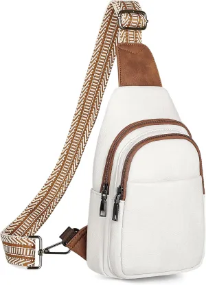 Sling Bag for Women, Crossbody Bags Purse for Women Trendy Vegan Leather Chest Bag with Adjustable Guitar Strap