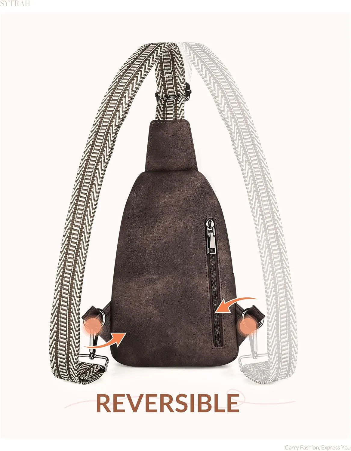 Sling Bag for Women, Crossbody Bags Purse for Women Trendy Vegan Leather Chest Bag with Adjustable Guitar Strap