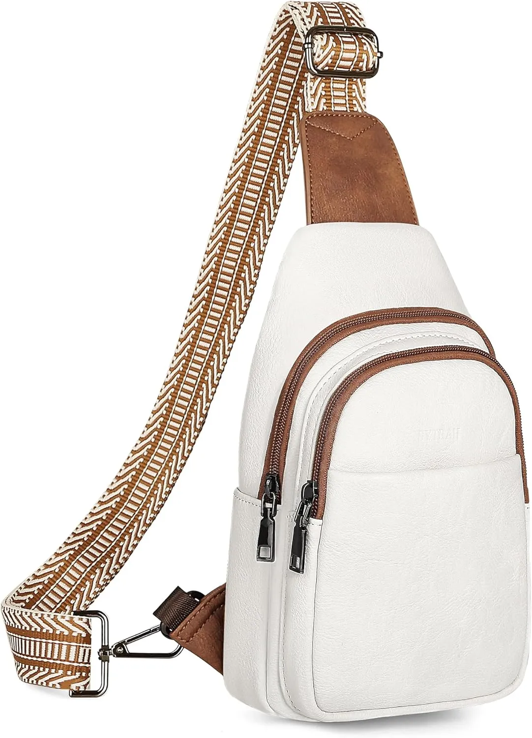 Sling Bag for Women, Crossbody Bags Purse for Women Trendy Vegan Leather Chest Bag with Adjustable Guitar Strap
