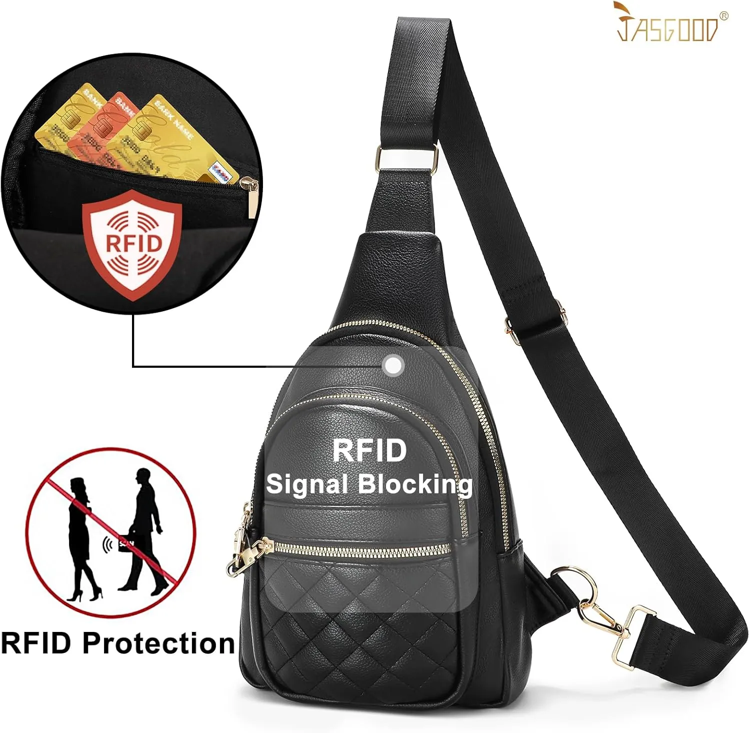 Sling Bag for Women Crossbody Leather Fanny Packs Chest Bag Fashion Sling Backpack Travel JASGOOD